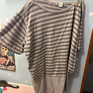 Ash Gray and White Striped Top